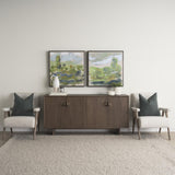 Mercana Nico Oatmeal Upholstered w/ Brown Wood Accent Chair