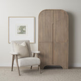Mercana Nico Oatmeal Upholstered w/ Brown Wood Accent Chair