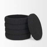 Mercana Elise Black Boucle Upholstered Storage Ottoman