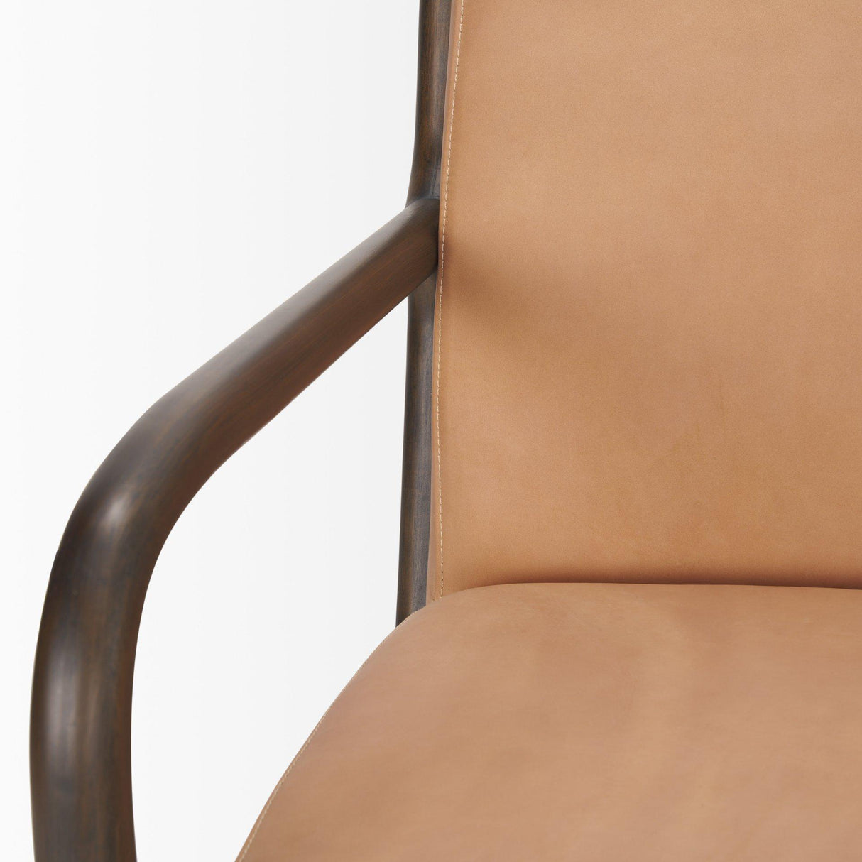 Mercana Cashel Accent Chair W/ Dark Brown Wood and Tan Genuine Leather