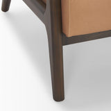 Mercana Cashel Accent Chair W/ Dark Brown Wood and Tan Genuine Leather