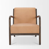 Mercana Cashel Accent Chair W/ Dark Brown Wood and Tan Genuine Leather
