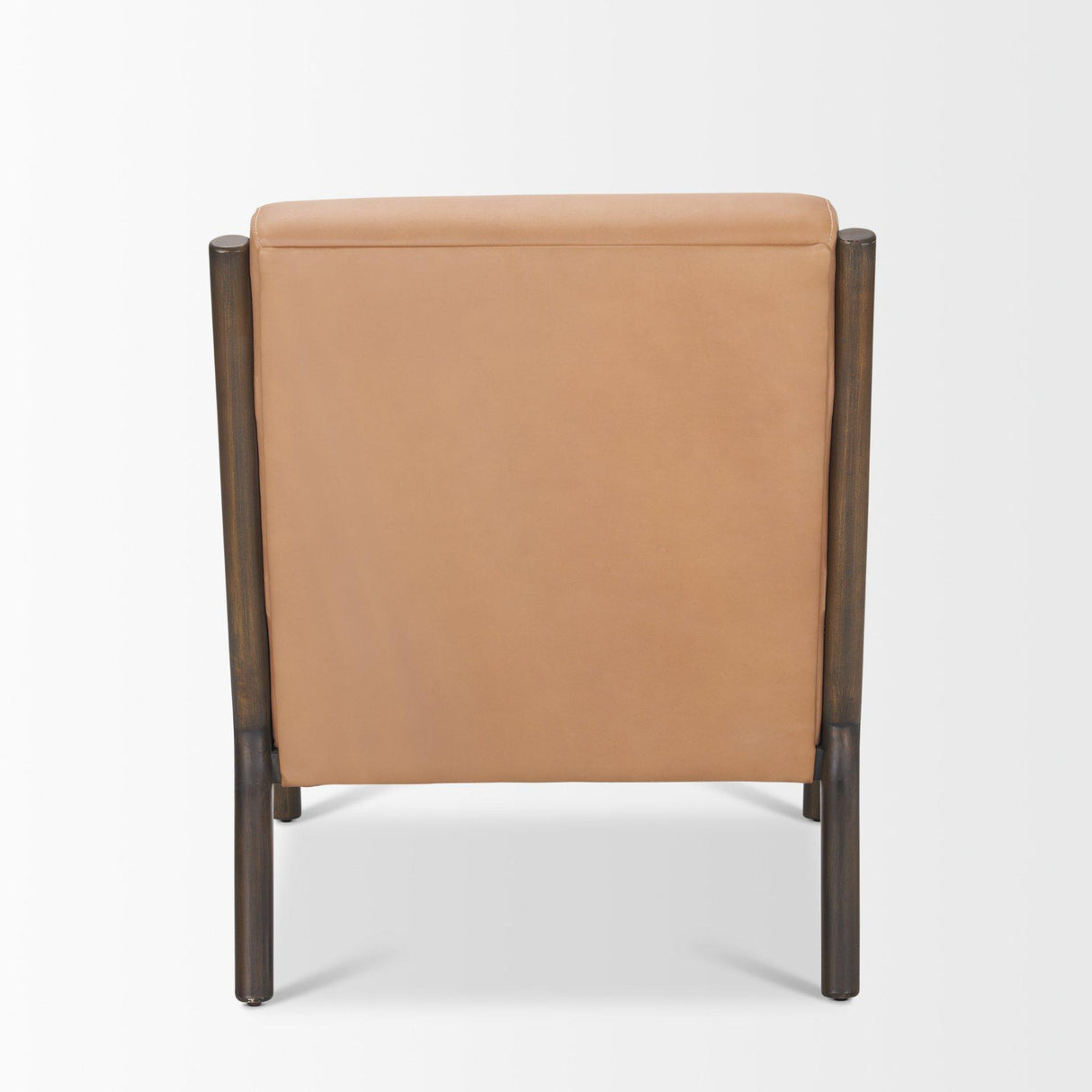 Mercana Cashel Accent Chair W/ Dark Brown Wood and Tan Genuine Leather