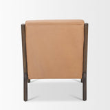 Mercana Cashel Accent Chair W/ Dark Brown Wood and Tan Genuine Leather