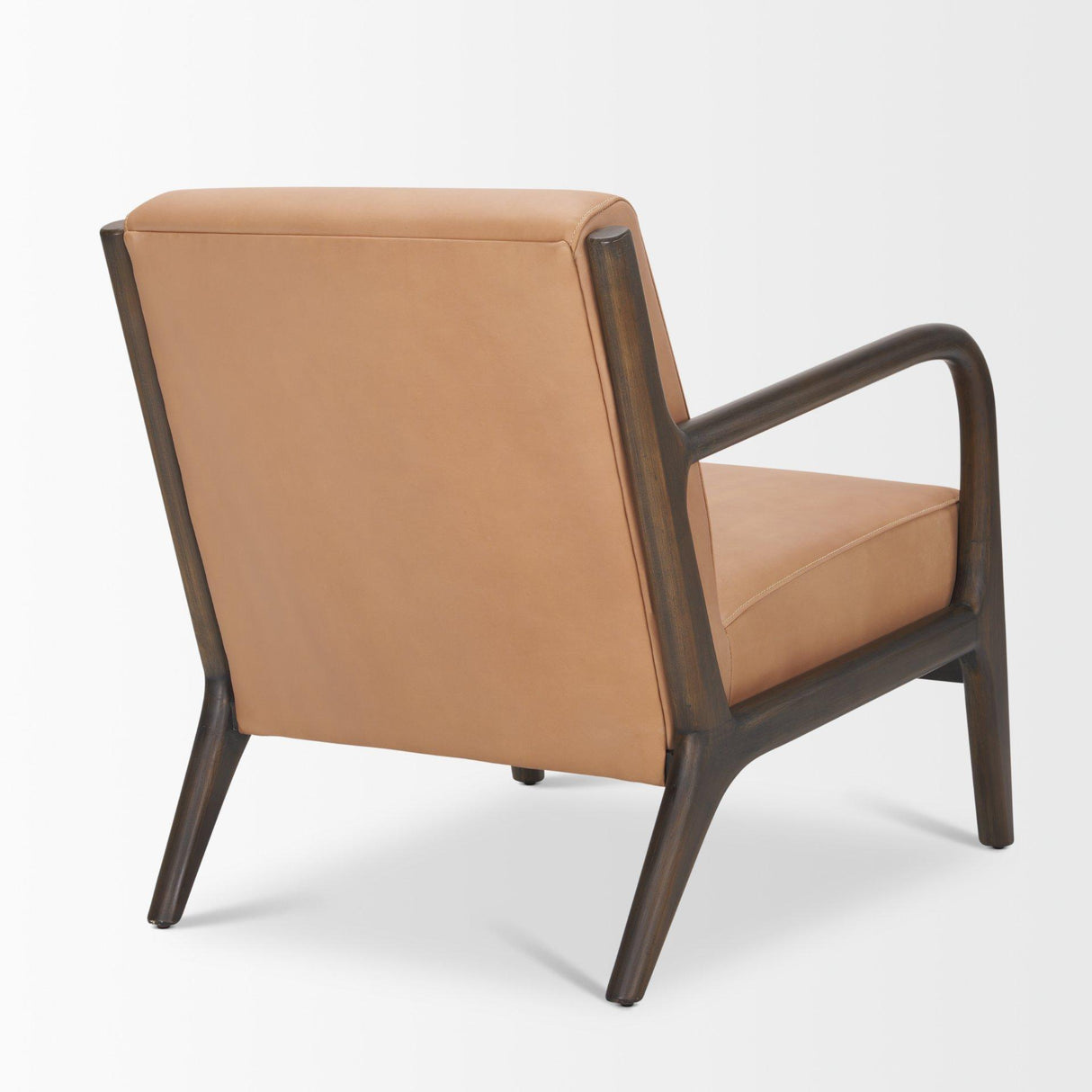 Mercana Cashel Accent Chair W/ Dark Brown Wood and Tan Genuine Leather