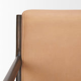 Mercana Cashel Accent Chair W/ Dark Brown Wood and Tan Genuine Leather