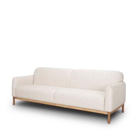 Mercana Hale Sofa W/ Medium Brown Wood and Oatmeal Fabric