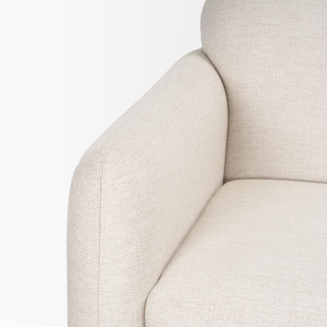 Mercana Hale Sofa W/ Medium Brown Wood and Oatmeal Fabric