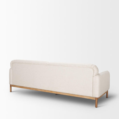 Mercana Hale Sofa W/ Medium Brown Wood and Oatmeal Fabric