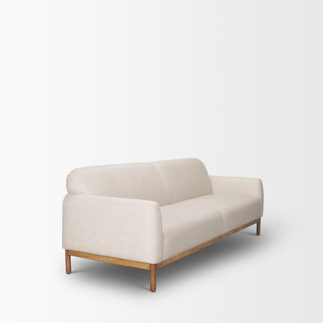 Mercana Hale Sofa W/ Medium Brown Wood and Oatmeal Fabric