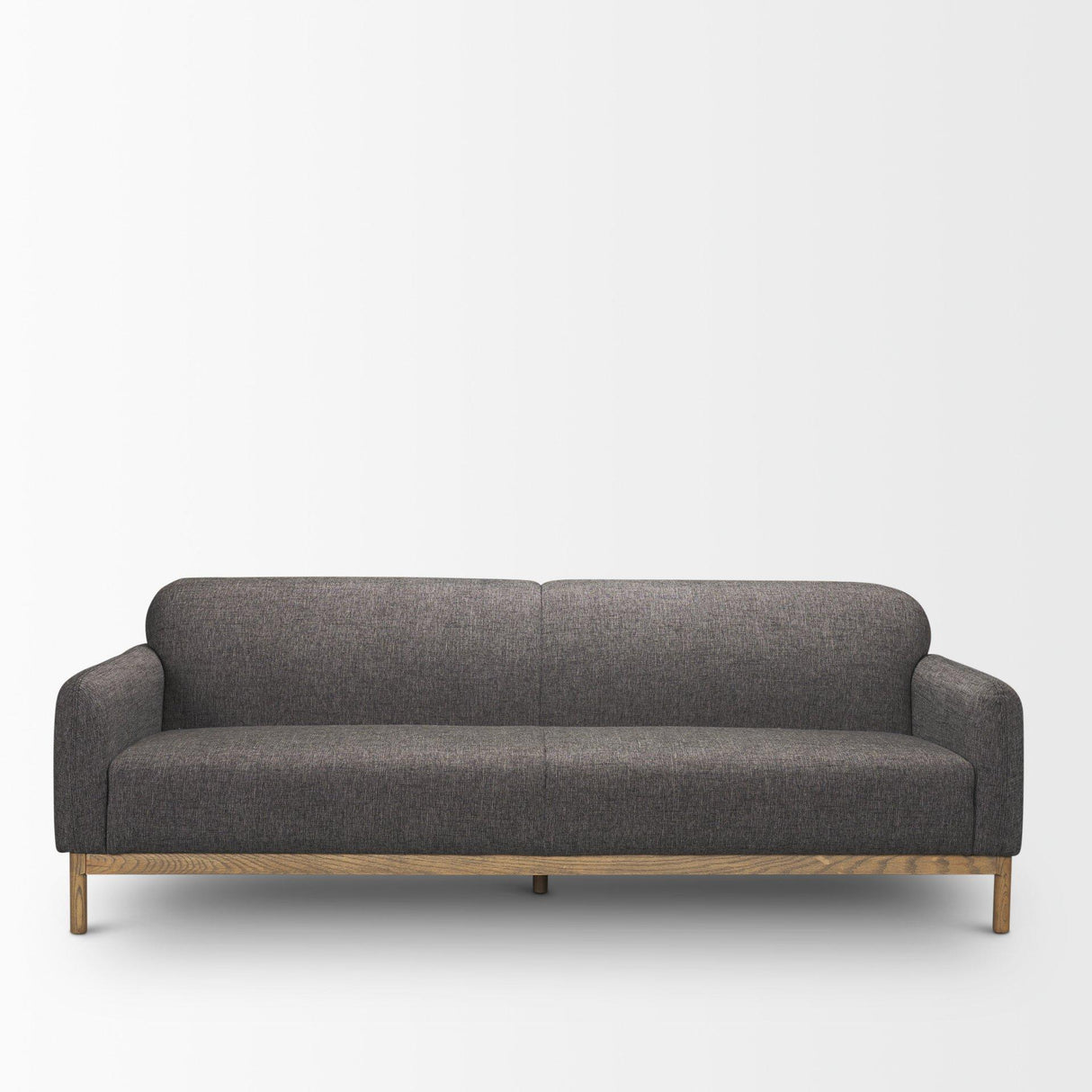 Mercana Hale Sofa W/ Medium Brown Wood and Gray Fabric