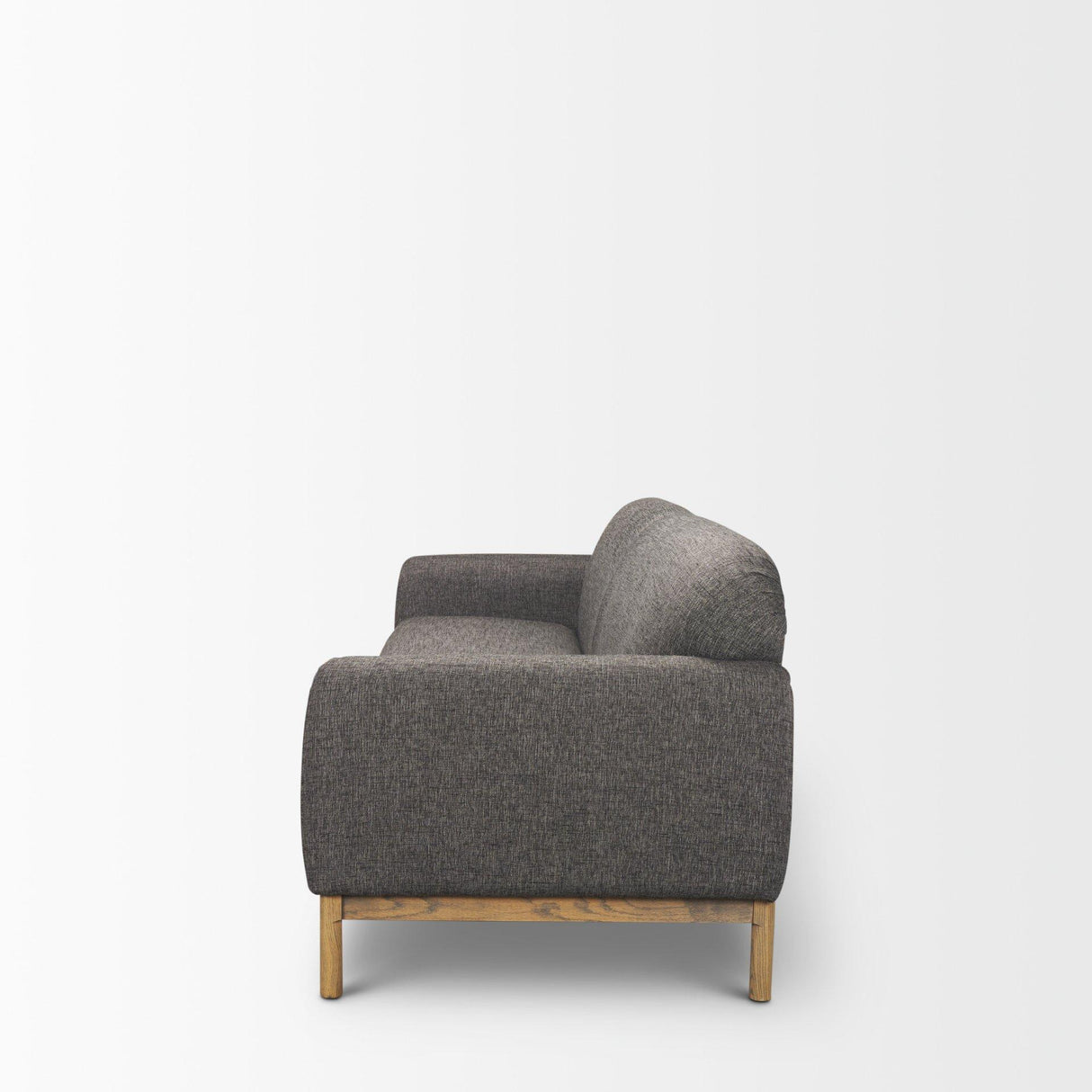 Mercana Hale Sofa W/ Medium Brown Wood and Gray Fabric
