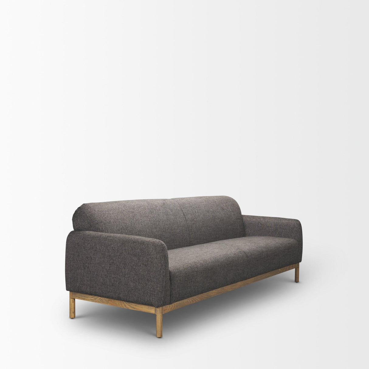 Mercana Hale Sofa W/ Medium Brown Wood and Gray Fabric