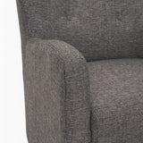 Mercana Dunstan Accent Chair Upholstered Gray Twill Fabric and Medium Brown Wood Feet