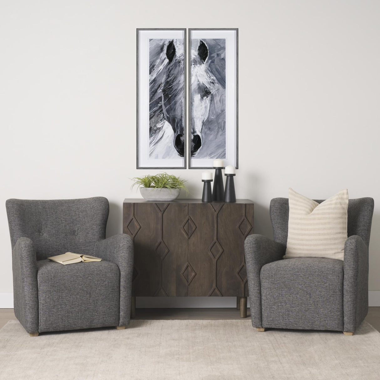 Mercana Dunstan Accent Chair Upholstered Gray Twill Fabric and Medium Brown Wood Feet