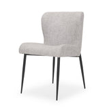 Mercana Hartt Dining Chair W/ Matte Black Metal Frame and Gray Fabric