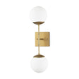 Mercana Edie Brushed Gold Metal w/ Frosted Glass Globes 2-Light Wall Sconce