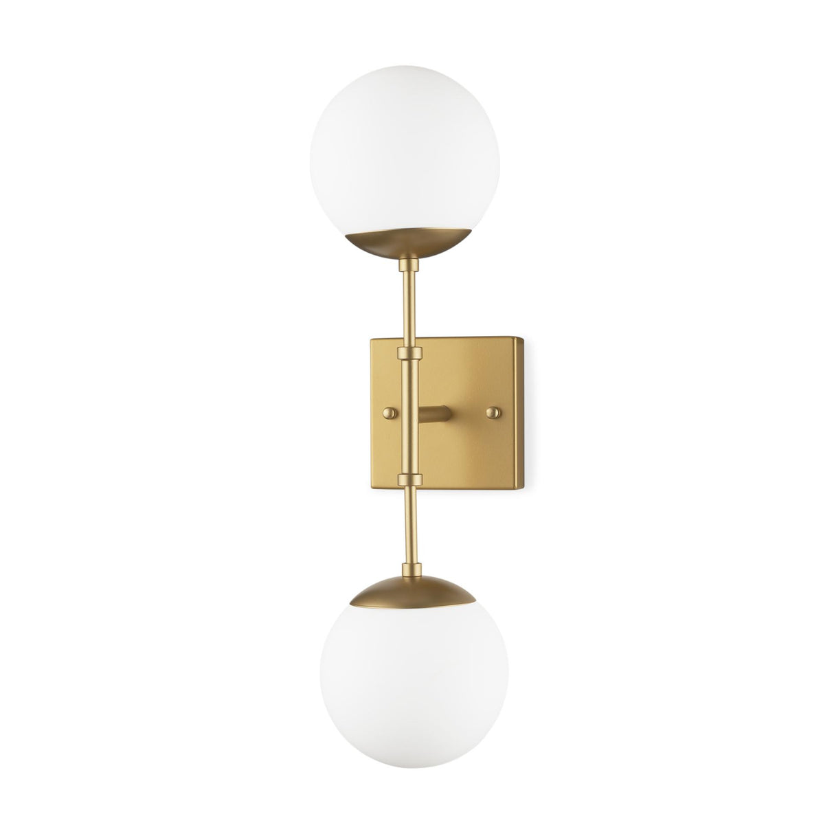 Mercana Edie Brushed Gold Metal w/ Frosted Glass Globes 2-Light Wall Sconce
