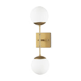 Mercana Edie Brushed Gold Metal w/ Frosted Glass Globes 2-Light Wall Sconce