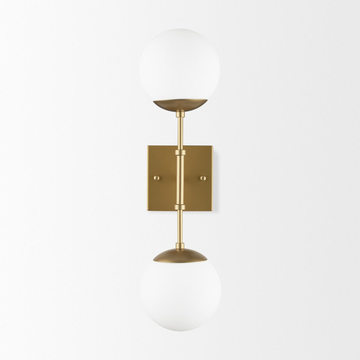 Mercana Edie Brushed Gold Metal w/ Frosted Glass Globes 2-Light Wall Sconce