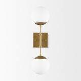 Mercana Edie Brushed Gold Metal w/ Frosted Glass Globes 2-Light Wall Sconce