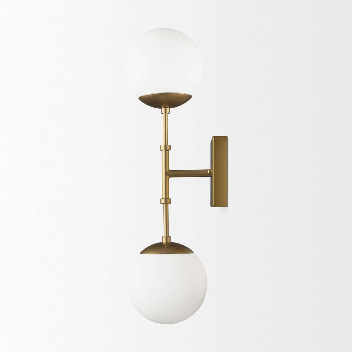 Mercana Edie Brushed Gold Metal w/ Frosted Glass Globes 2-Light Wall Sconce