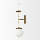 Mercana Edie Brushed Gold Metal w/ Frosted Glass Globes 2-Light Wall Sconce