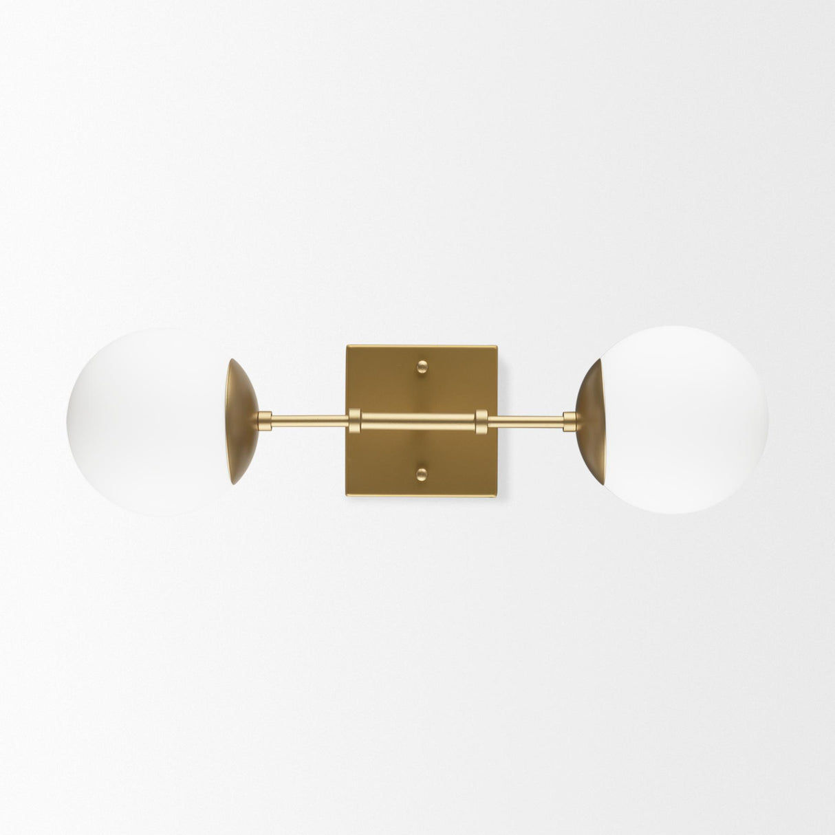 Mercana Edie Brushed Gold Metal w/ Frosted Glass Globes 2-Light Wall Sconce