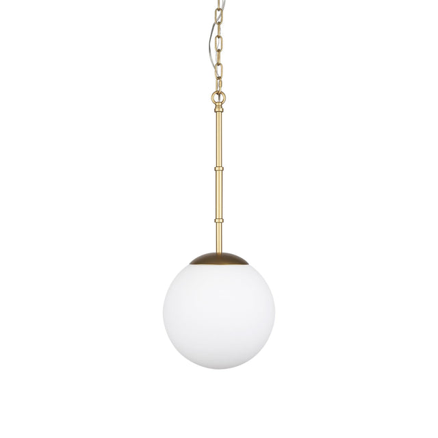 Mercana Edie Brushed Gold Metal w/ Frosted Glass Globe 1-Light Pendant