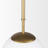 Mercana Edie Brushed Gold Metal w/ Frosted Glass Globe 1-Light Pendant
