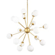 Mercana Barbara Brushed Gold Metal w/ Frosted Glass Globes 18-Light Chandelier