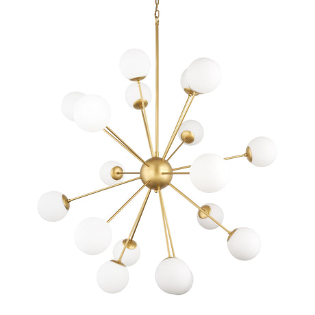Mercana Barbara Brushed Gold Metal w/ Frosted Glass Globes 18-Light Chandelier
