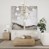 Mercana Barbara Brushed Gold Metal w/ Frosted Glass Globes 18-Light Chandelier