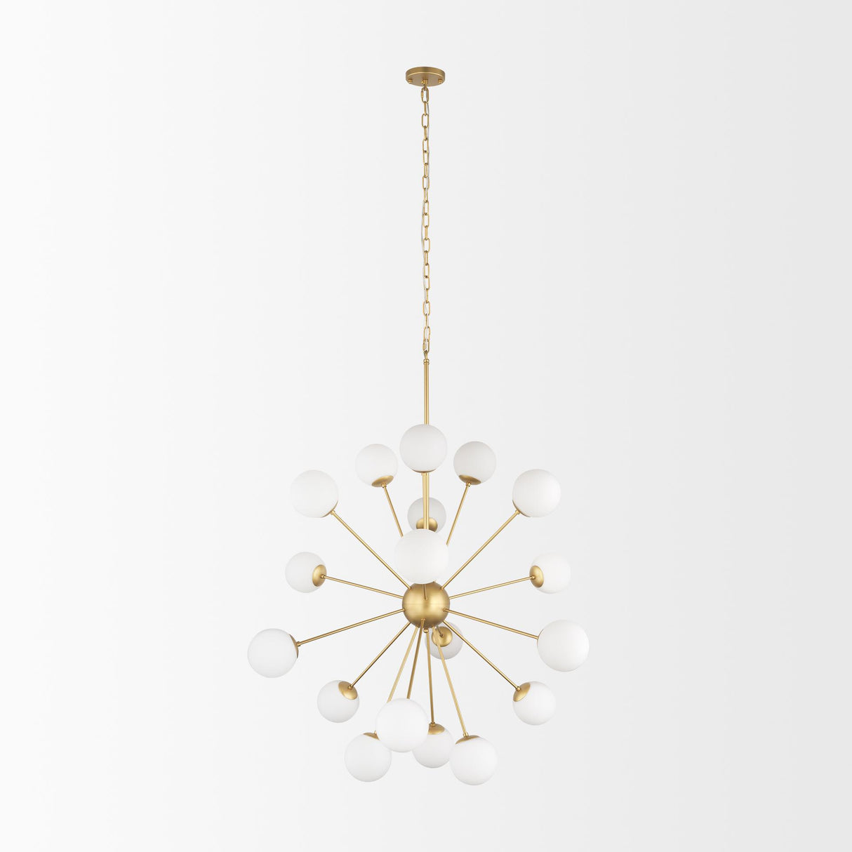 Mercana Barbara Brushed Gold Metal w/ Frosted Glass Globes 18-Light Chandelier