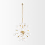 Mercana Barbara Brushed Gold Metal w/ Frosted Glass Globes 18-Light Chandelier