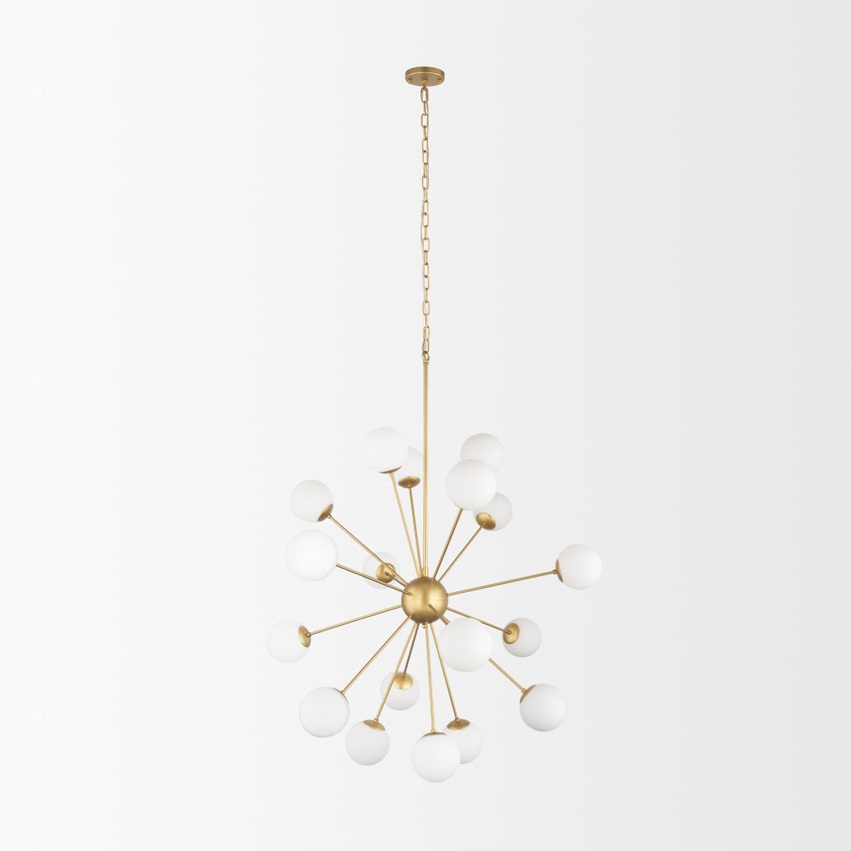 Mercana Barbara Brushed Gold Metal w/ Frosted Glass Globes 18-Light Chandelier