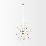 Mercana Barbara Brushed Gold Metal w/ Frosted Glass Globes 18-Light Chandelier