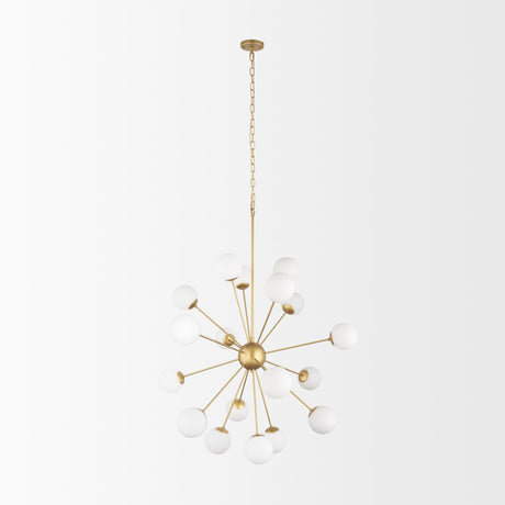 Mercana Barbara Brushed Gold Metal w/ Frosted Glass Globes 18-Light Chandelier