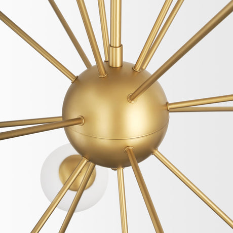 Mercana Barbara Brushed Gold Metal w/ Frosted Glass Globes 18-Light Chandelier