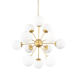 Mercana Barbara Brushed Gold Metal w/ Frosted Glass Globes 11-Light Chandelier