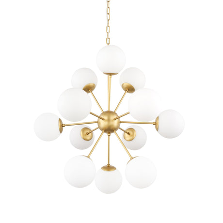 Mercana Barbara Brushed Gold Metal w/ Frosted Glass Globes 11-Light Chandelier