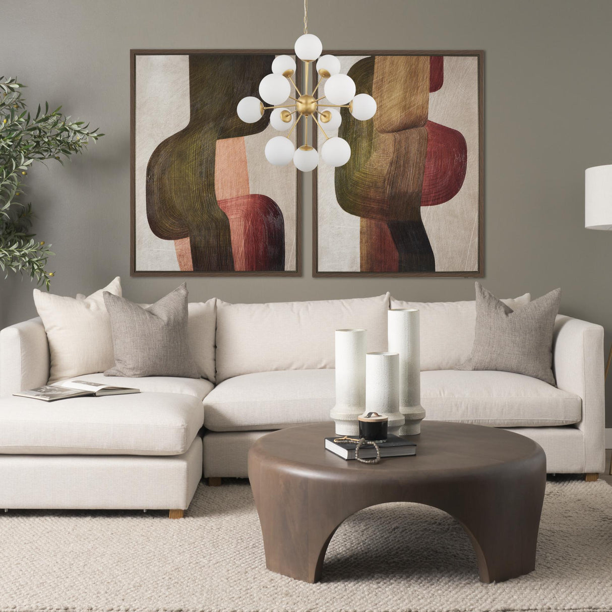 Mercana Barbara Brushed Gold Metal w/ Frosted Glass Globes 11-Light Chandelier