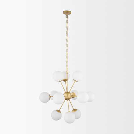 Mercana Barbara Brushed Gold Metal w/ Frosted Glass Globes 11-Light Chandelier