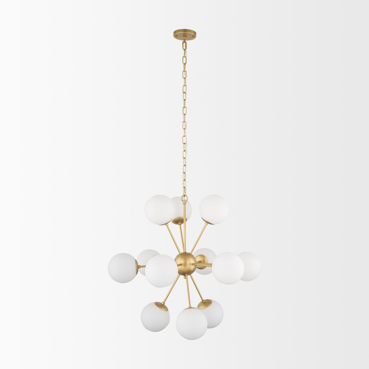 Mercana Barbara Brushed Gold Metal w/ Frosted Glass Globes 11-Light Chandelier