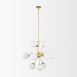 Mercana Barbara Brushed Gold Metal w/ Frosted Glass Globes 11-Light Chandelier