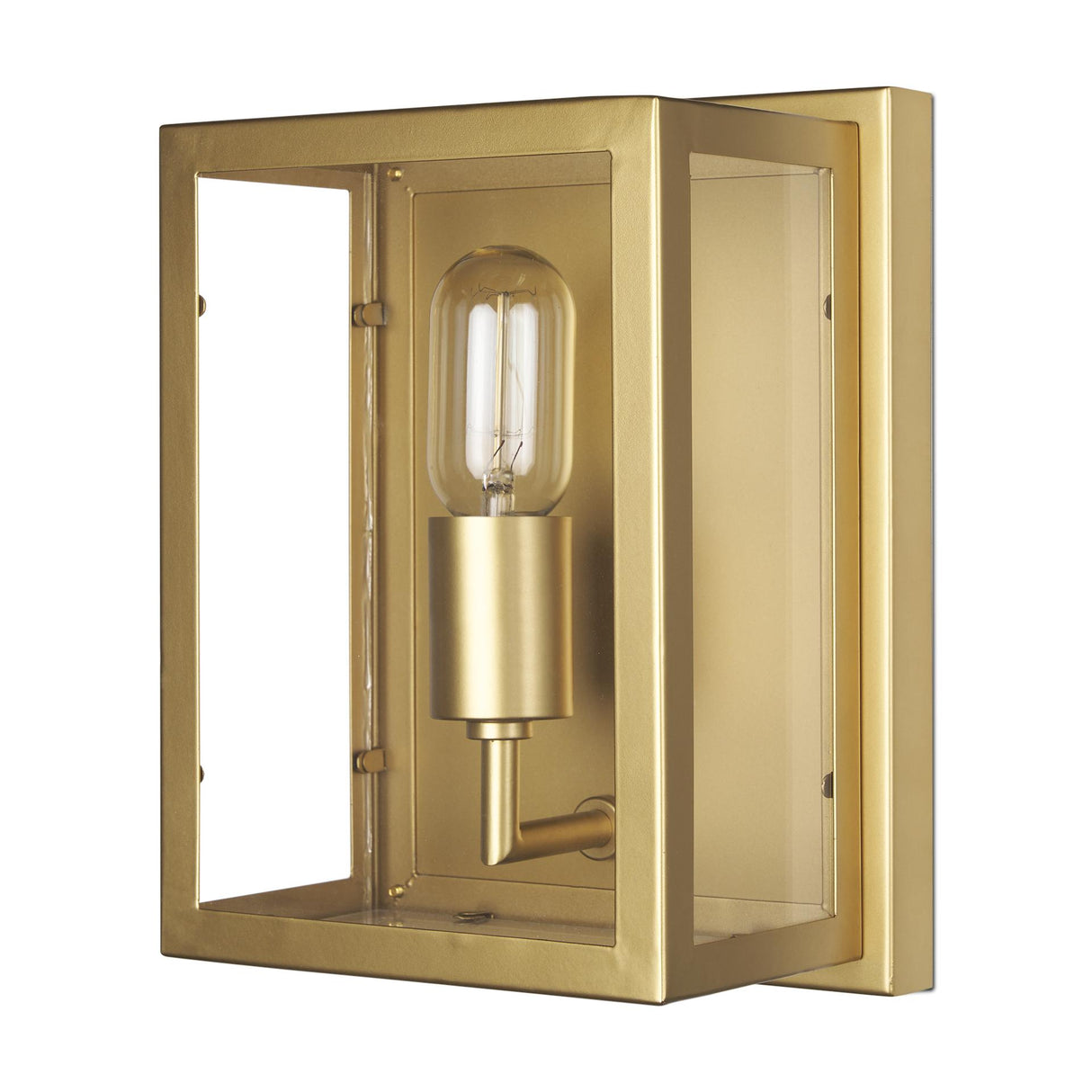 Mercana Cairn Brushed Gold Metal w/ Glass 1-Light Wall Sconce