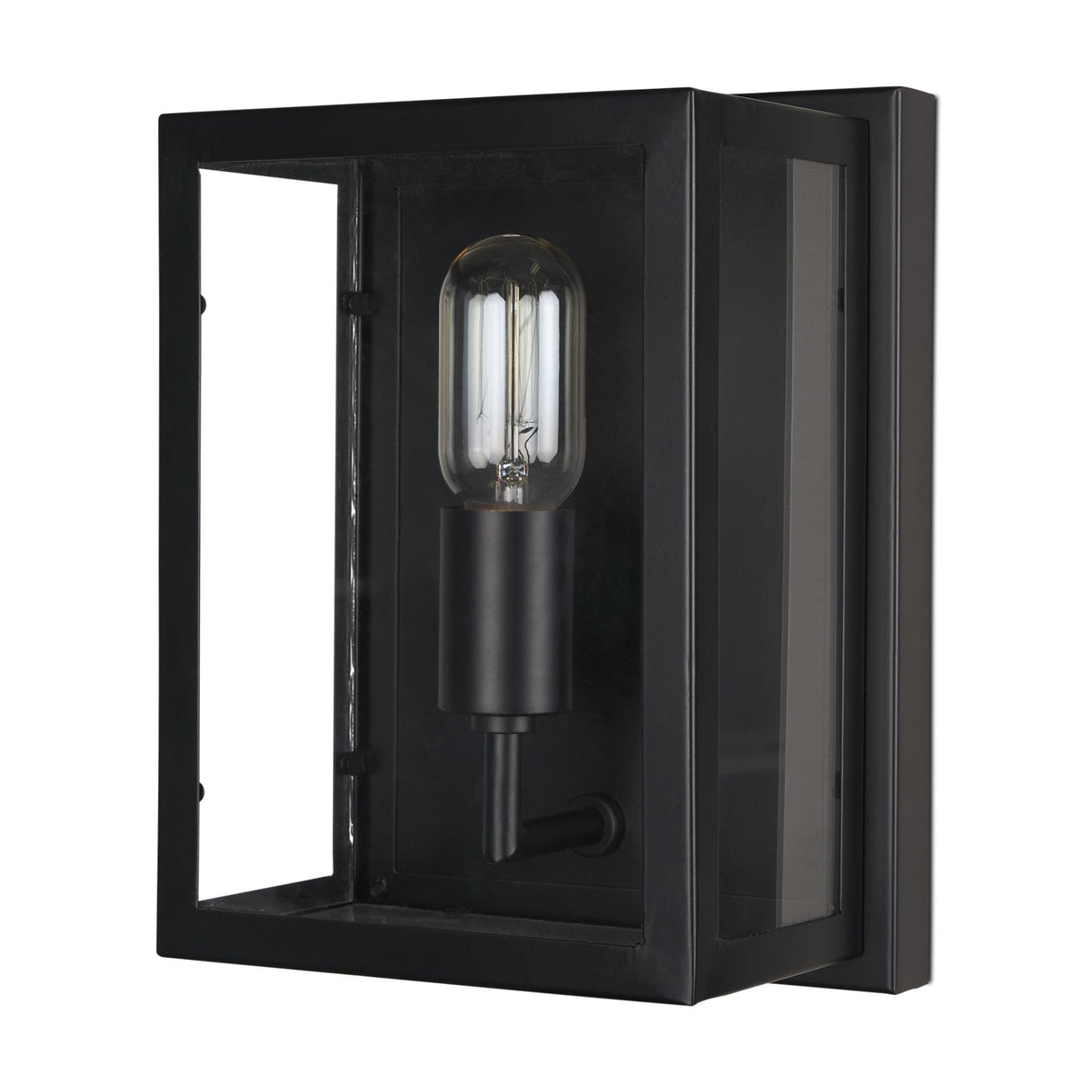 Mercana Cairn Matte Black Metal w/ Glass 1-Light Wall Sconce