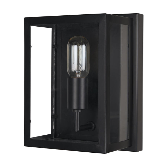 Mercana Cairn Matte Black Metal w/ Glass 1-Light Wall Sconce