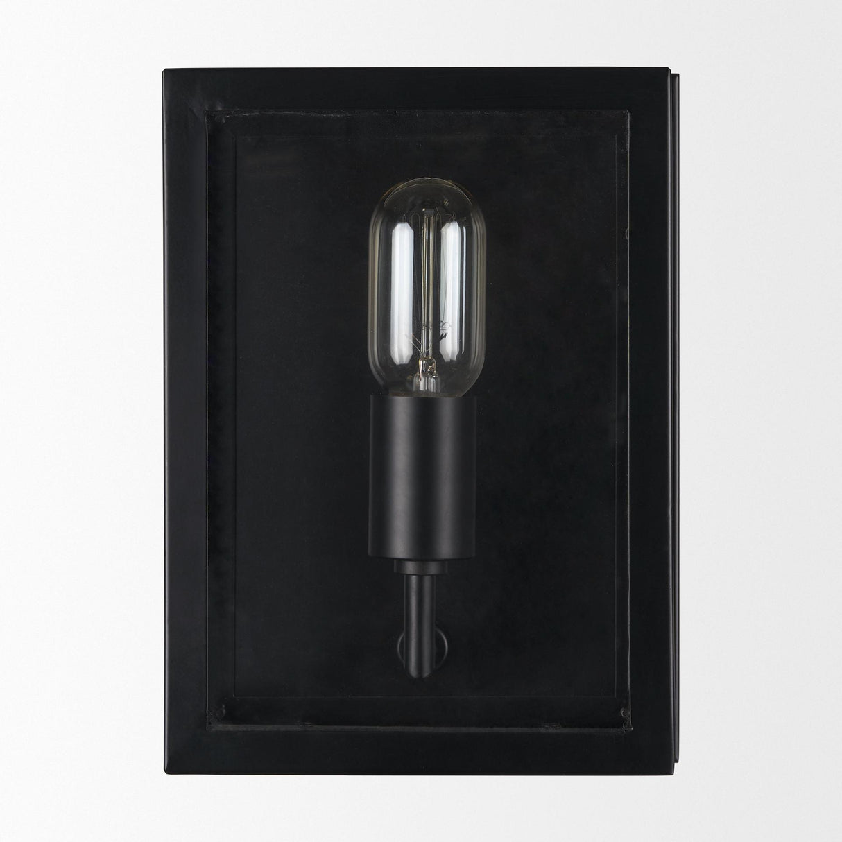 Mercana Cairn Matte Black Metal w/ Glass 1-Light Wall Sconce