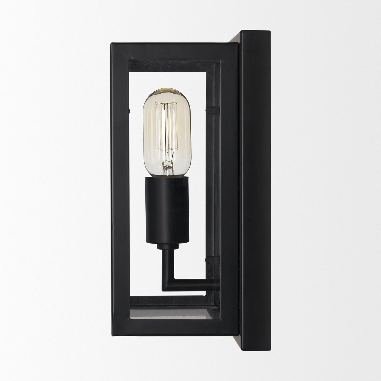 Mercana Cairn Matte Black Metal w/ Glass 1-Light Wall Sconce